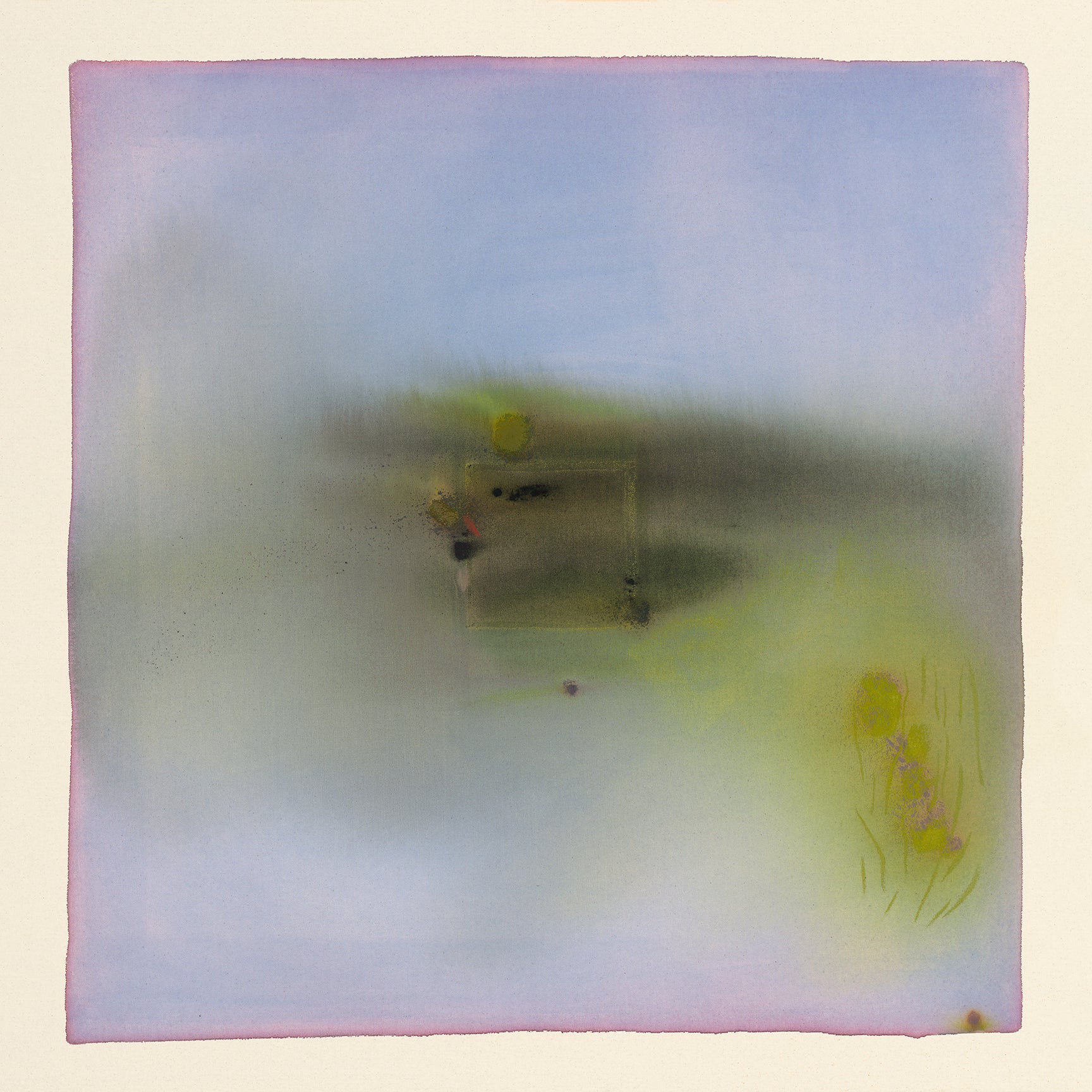 Abstract artwork with a gradient of colors on a textured surface