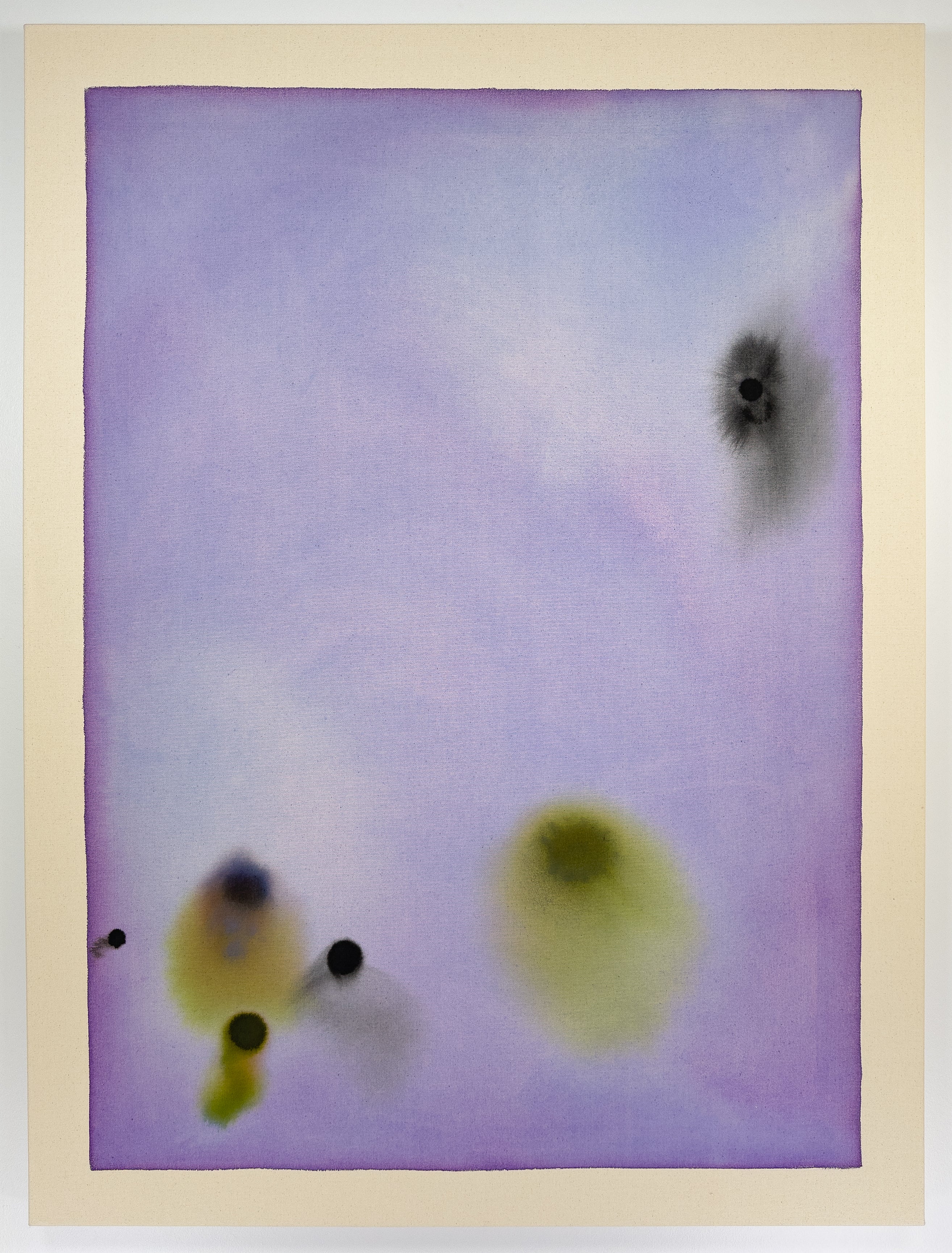 Abstract art with circular shapes on a purple background