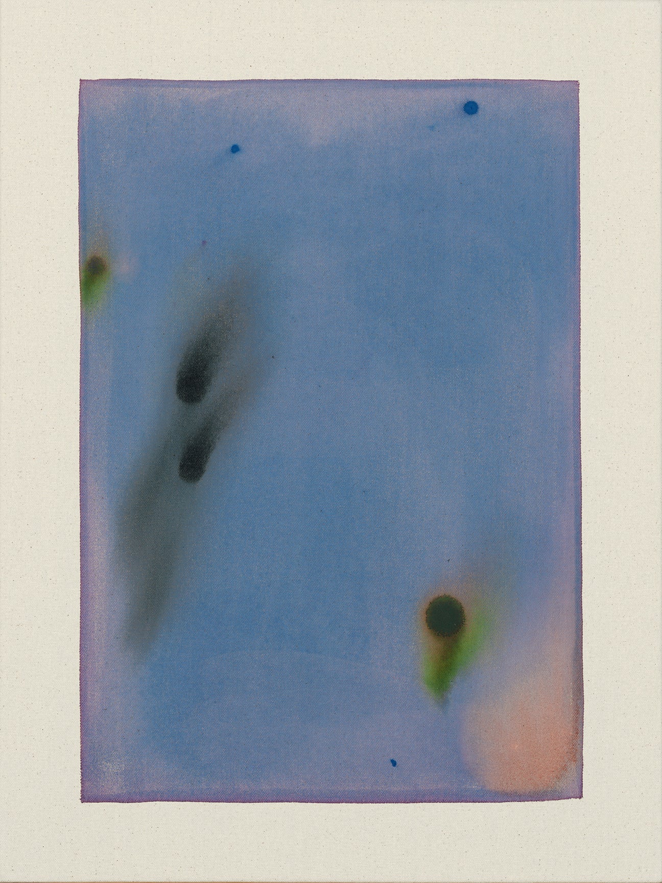 Abstract art with blue, green, and black colors on a textured surface